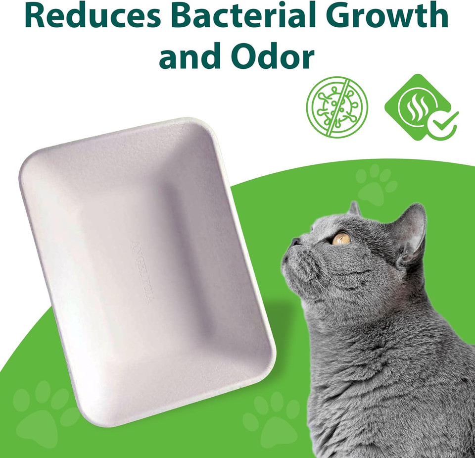 Disposable Litter Boxes For Cats | Baking Soda Effect And Maximum Odor Control |17.1L, 12.6W, 6.6H | Recycled White Paper | Durable And Water Resistant | Large Size (Large- 3 Pieces)