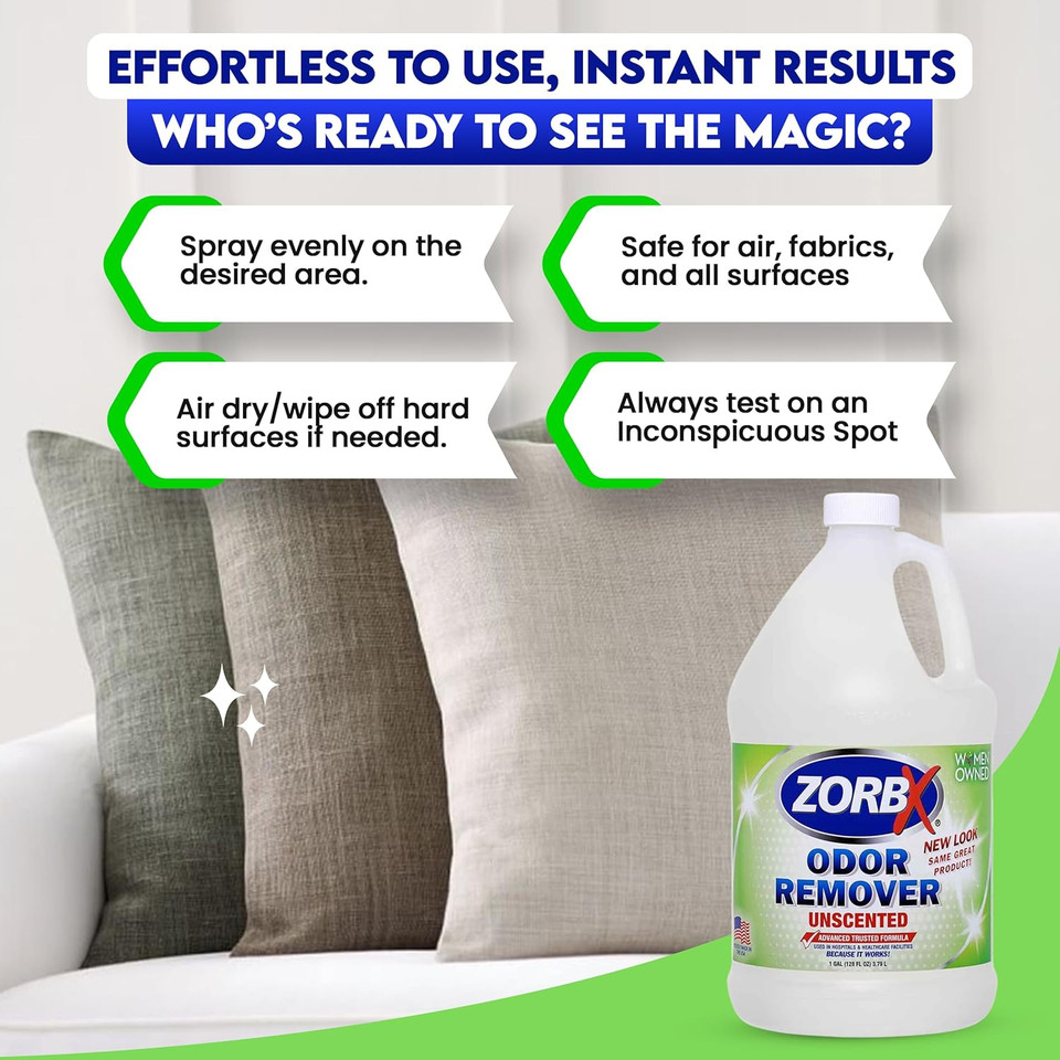 Zorbx Unscented Odor Remover Spray 32 Oz - Perfect Solution For Strong Odor - Advanced Trusted Formula & Fast-Acting Odor Eliminator For Dog, Cat, Puppy