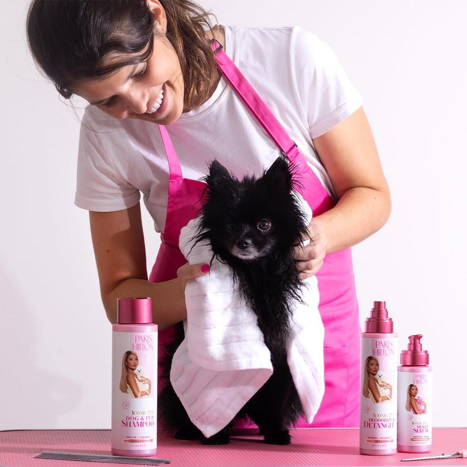 Paris Hilton Fragrance-Free Dog & Pet Blowout Conditioning Spray - Hypoallergenic, Sulfate-Free Grooming Treatment For Frizz Control, Soft Coats, Detangling & Show Ready Fur Styling 6Oz