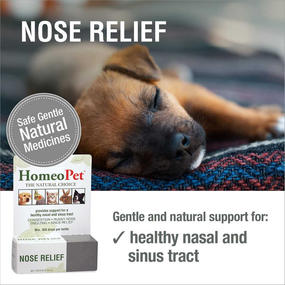 Homeopet Nose Relief, Safe And Natural Sinus Supplement For Cats, Dogs, And Other Small Animals, 15 Milliliters