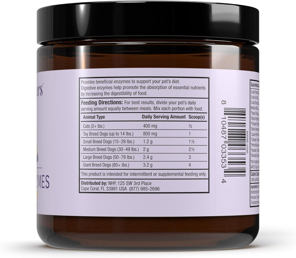Bark & Whiskers Digestive Enzymes - Supports Kibble Digestion - Veterinarian Formulated - For Dogs & Cats - Non-Gmo - 4.23 Oz (120 G) - 150 Scoops