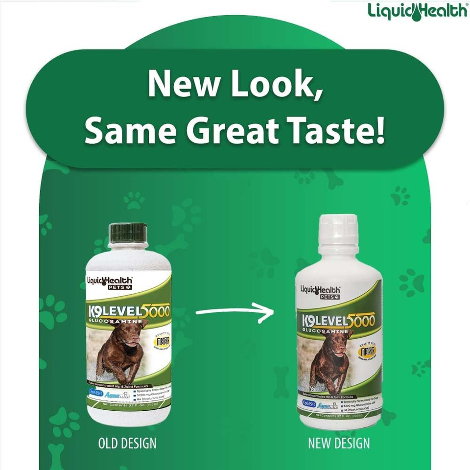 Liquidhealth Pets K9 Liquid Glucosamine Level 5000 For Large Dogs With Chondroitin, Msm, Boswellia Serrata - Dog Hip & Joint Health Vitamins For Dog Joint Pain, Pet Joint Oil Juice - Usa Made (32 Oz)
