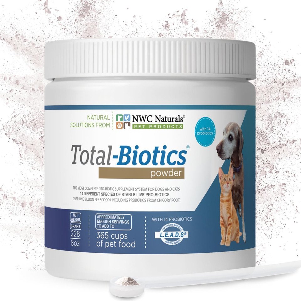 Nwc Naturals Total-Biotics, Cat & Dog Probiotics For Digestive Health With Prebiotic, Unflavored Probiotic For Dogs & Cats, Supplement For Gut, Skin, Coat, Stomach Relief, 100 Servings, 2.22 Ounces
