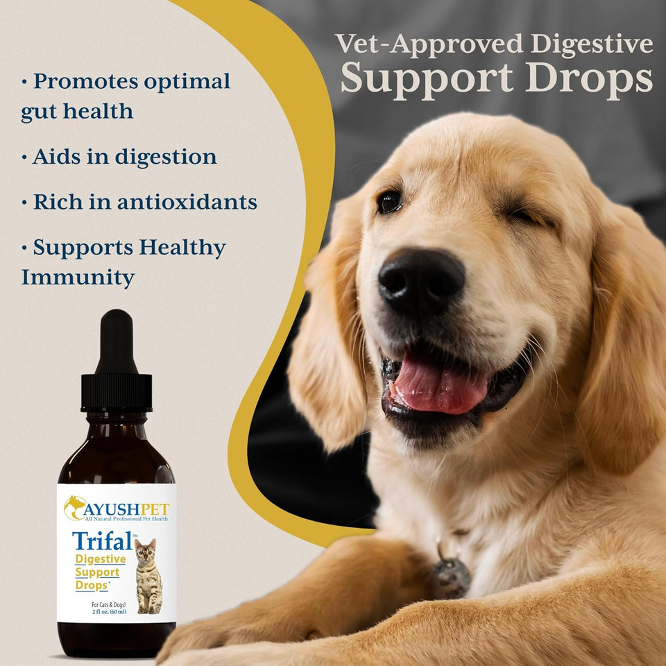 Ayush Herbs Pet Trifal Drops, Holistic Digestive Drops For Pets, Ayurvedic Formula For Healthy Digestion And Elimination, 2 Fluid Ounces