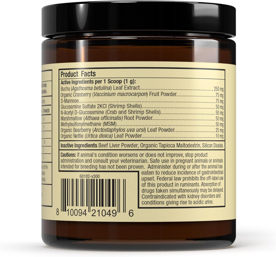 Bark & Whiskers Bladder Support, 3.17 Oz. (90 G), 90 Scoops, Supports Urinary Tract Health, With Cranbery & D-Mannose, Vet Formulated, Non-Gmo, Dr. Mercola