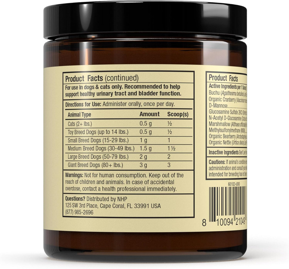 Bark & Whiskers Bladder Support, 3.17 Oz. (90 G), 90 Scoops, Supports Urinary Tract Health, With Cranbery & D-Mannose, Vet Formulated, Non-Gmo, Dr. Mercola