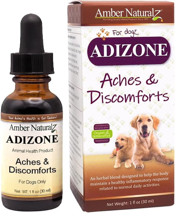 Amber Naturalz Adizone Herbal Supplement For Dogs | Supports Healthy Inflammatory Response, Occasional Discomfort, And Joint Function | Natural Aid For Active And Aging Canines