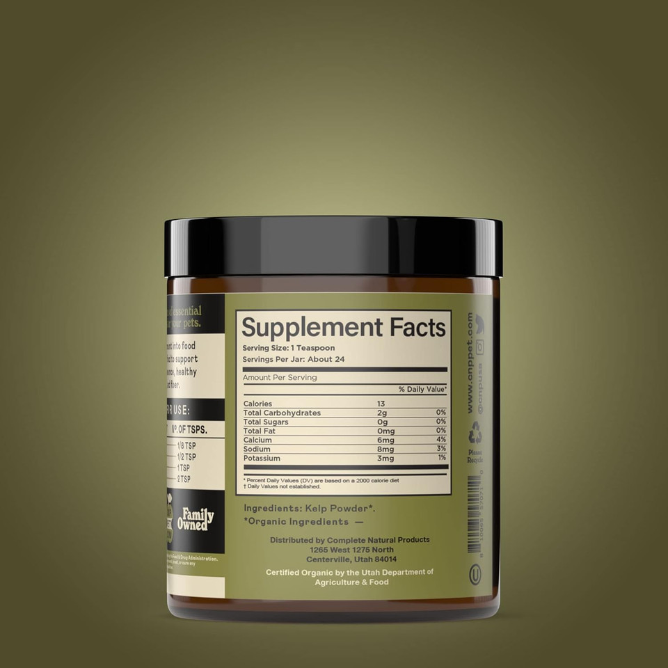 Complete Natural Products Organic Kelp Powder For Pets - 4Oz - Pure Organic Kelp Powder