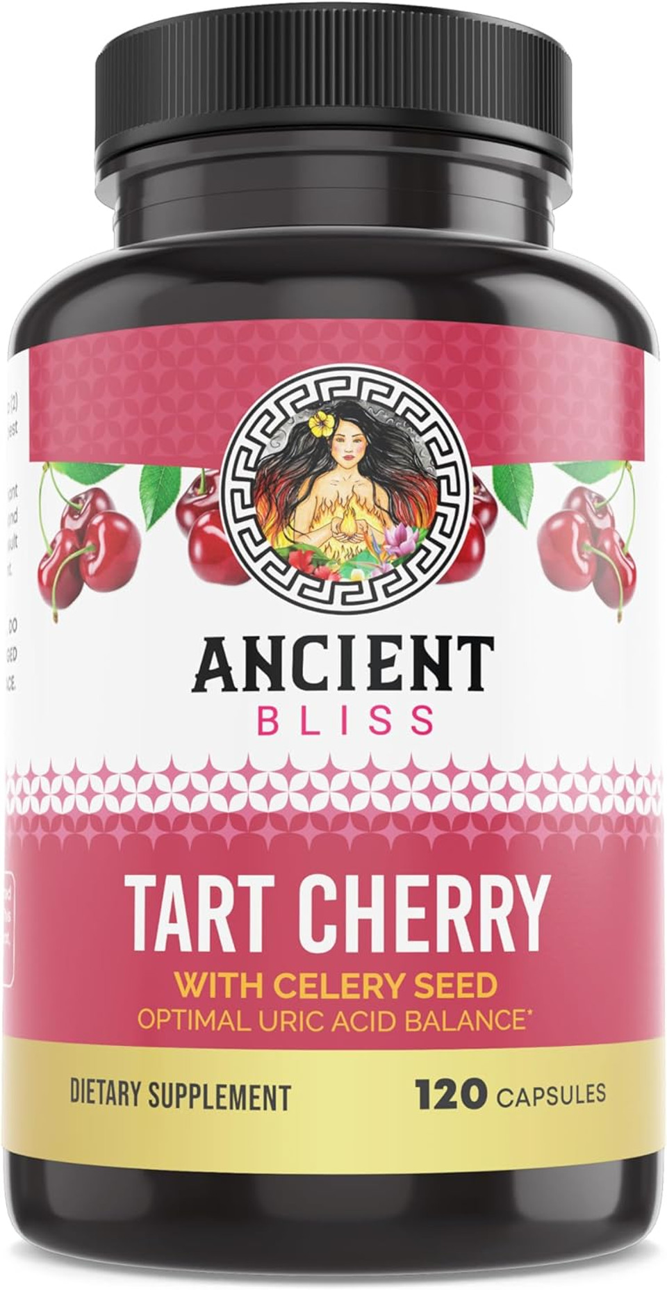 Ancient Bliss Tart Cherry Capsules, Inflammation & Joint Support Supplement For Men & Women, Tart Cherry Supplement To Support Digestion, Sleep & Vitality (120 Capsules)