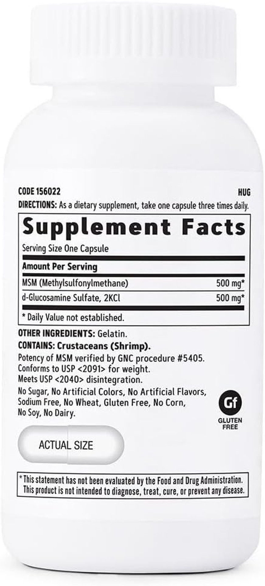 Gnc Msm Glucosamine 500Mg Supplement, Supports Healthy Joint Function, Supports Healthy Joint Cartilage, 30 Servings