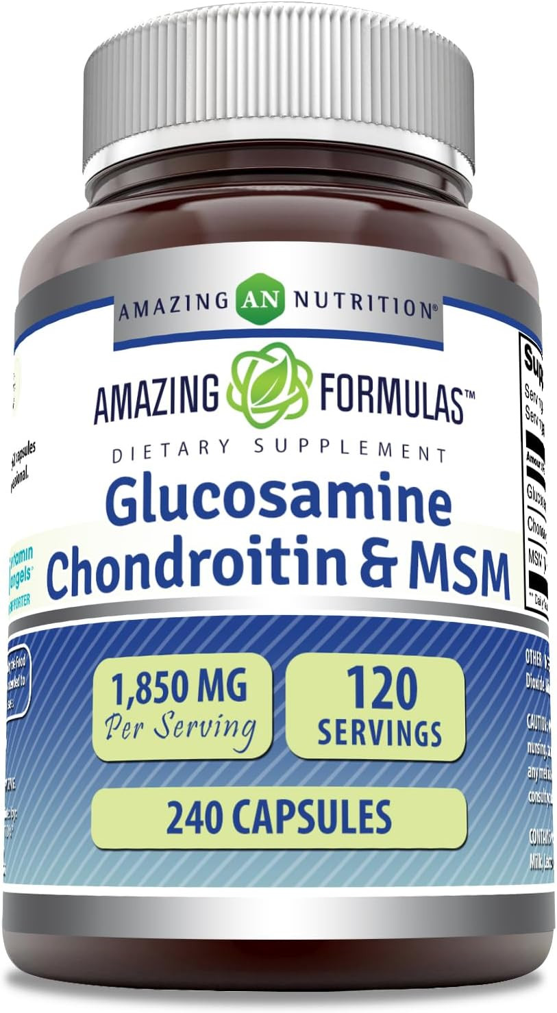 Amazing Formulas Glucosamine Chondroitin & Msm Supplement | 1850 Mg Per Serving | 240 Capsules | Non-Gmo | Gluten-Free | Made In Usa