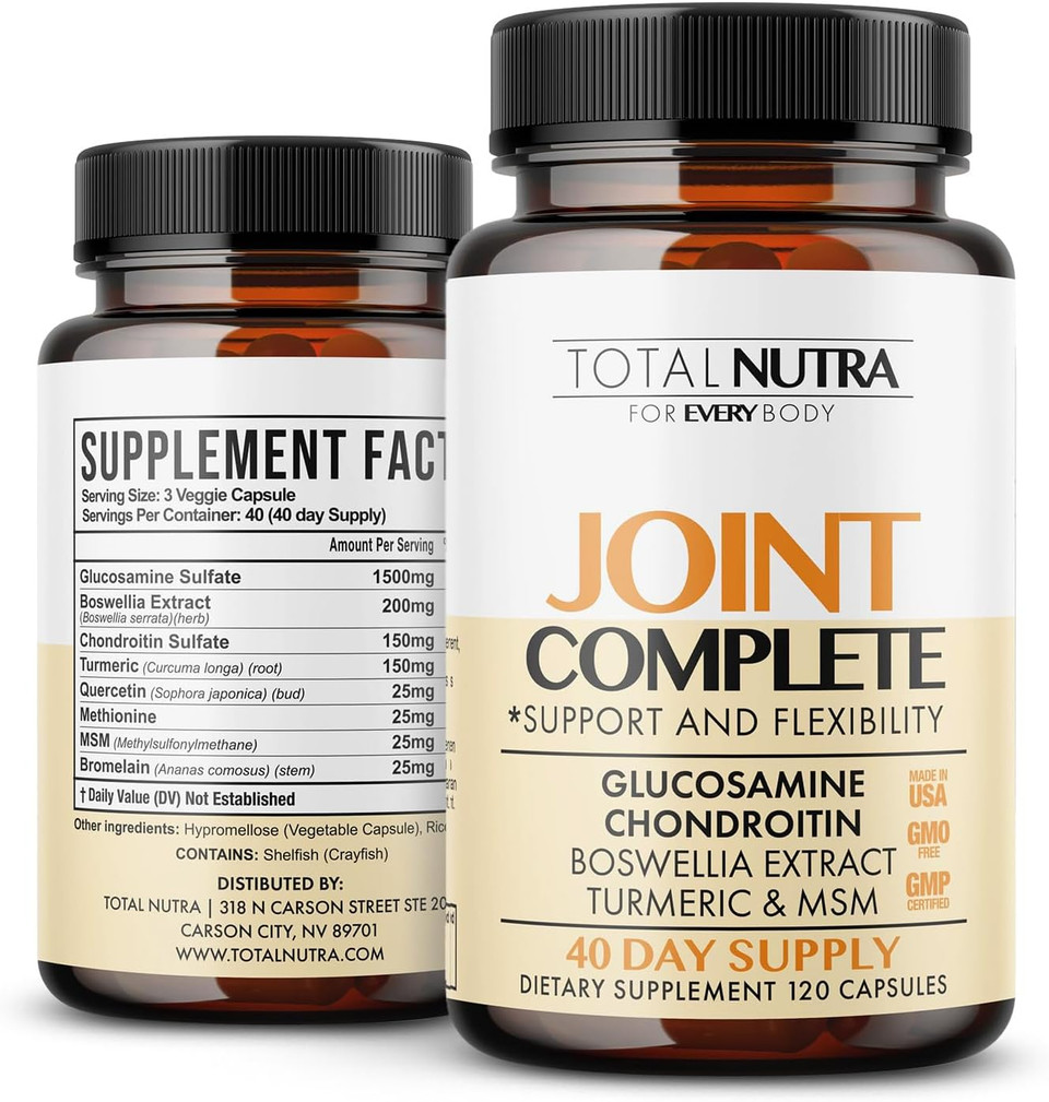 Glucosamine Chondroitin Msm Turmeric 2100Mg  Joint Complete Capsules, Advanced Strength Joint Support Supplement For Adults Hands Back Knee Mobility  Bone & Joint Health Supplements For Men & Women