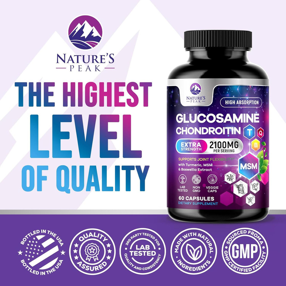 Glucosamine Chondroitin Supplements Msm Complex - Antioxidant & Joint Support With Turmeric, Boswellia, Quercetin - For Occasional Discomfort Of Joints, Back, Hands, Knees & Mobility - 120 Capsules