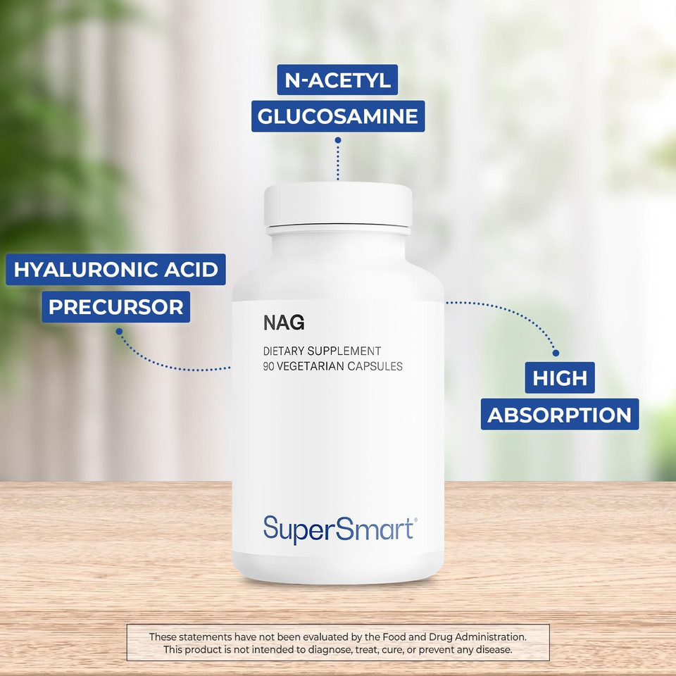 Supersmart - Nag Supplement 1500Mg Per Day (N-Acetyl Glucosamine) - High Absorption Glucosamine Sulfate | Non-Gmo & Gluten Free - 90 Vegetarian Capsules