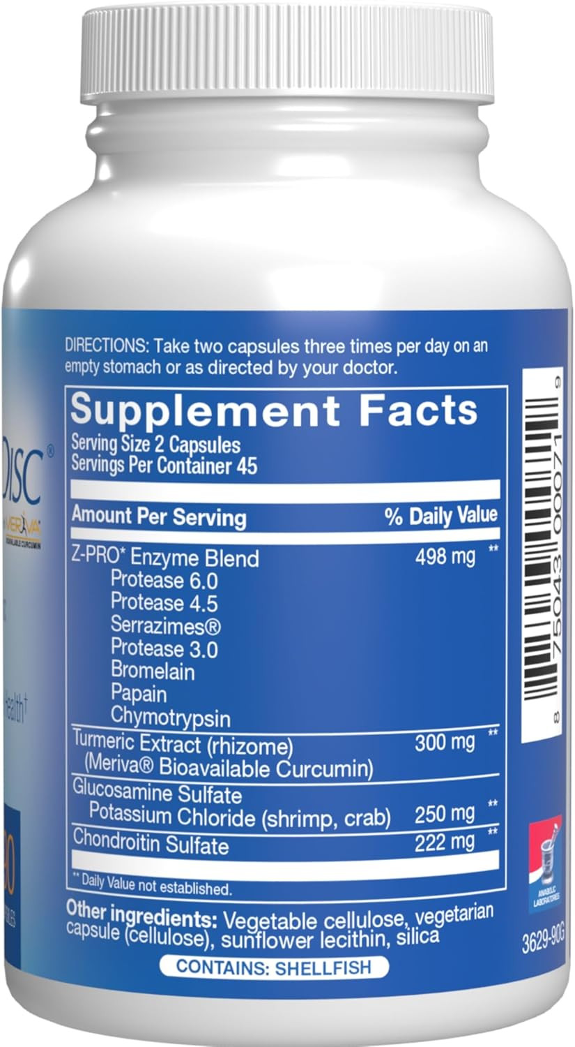 Nutra Disc & Joint Support Supplement - Clinically Formulated Restorative Cartilage Ligament And Tendon Supplement With Patented Meriva Curcumin & Glucosamine And Chondroitin For Adults - 90 Servings