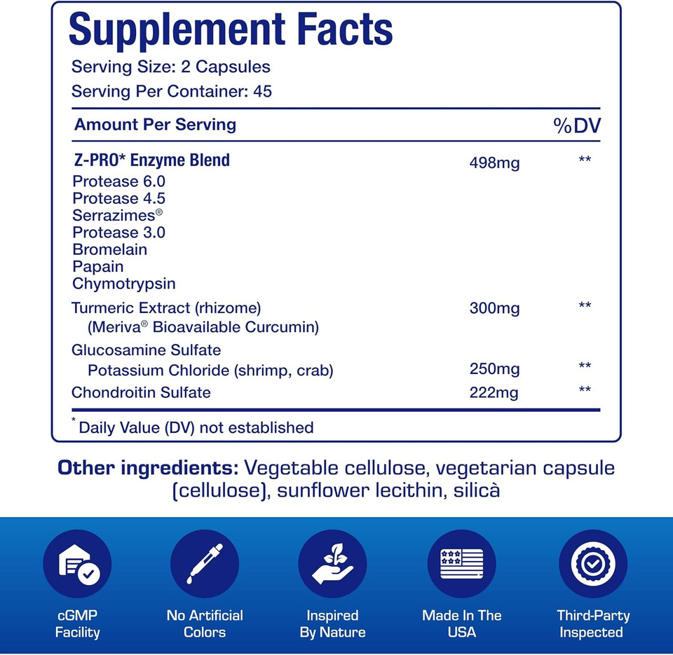 Nutra Disc & Joint Support Supplement - Clinically Formulated Restorative Cartilage Ligament And Tendon Supplement With Patented Meriva Curcumin & Glucosamine And Chondroitin For Adults - 90 Servings