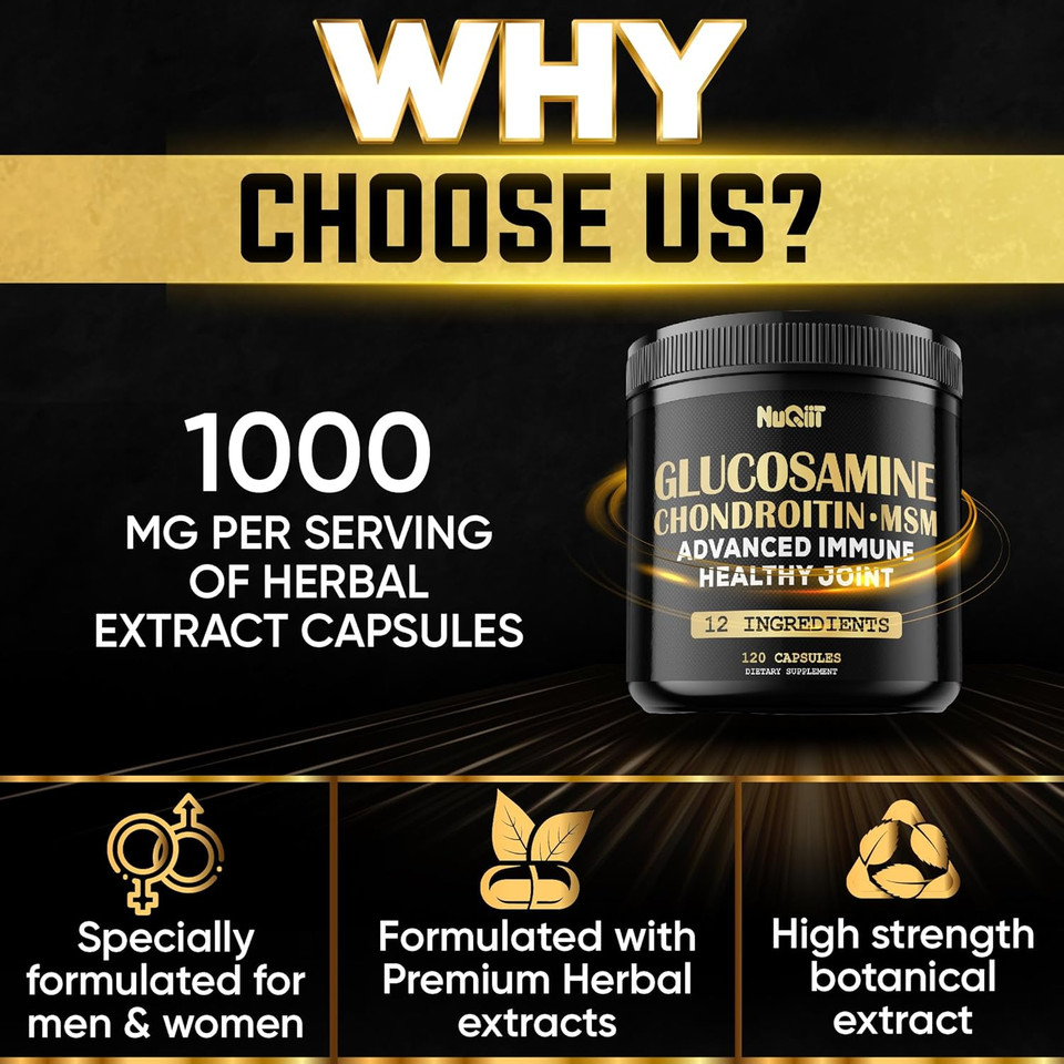 Glucosamine Chondroitin Msm With Immune & Joint Support Supplement 2000Mg - Turmeric Curcumin Root, Boswellia, Elderberry, Echinacea & More - 120 Capsules - Bone Health, Flexibility & Strength Support