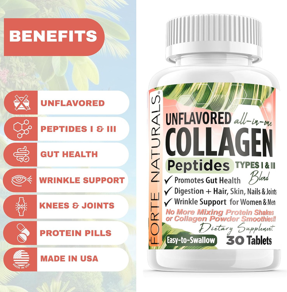 Collagen Peptide Pills 100 Tablets Protein Supplements No More Mixing Powder Shakes Easy To Swallow Collagen Peptides Powder Pills Protein Capsules Keto