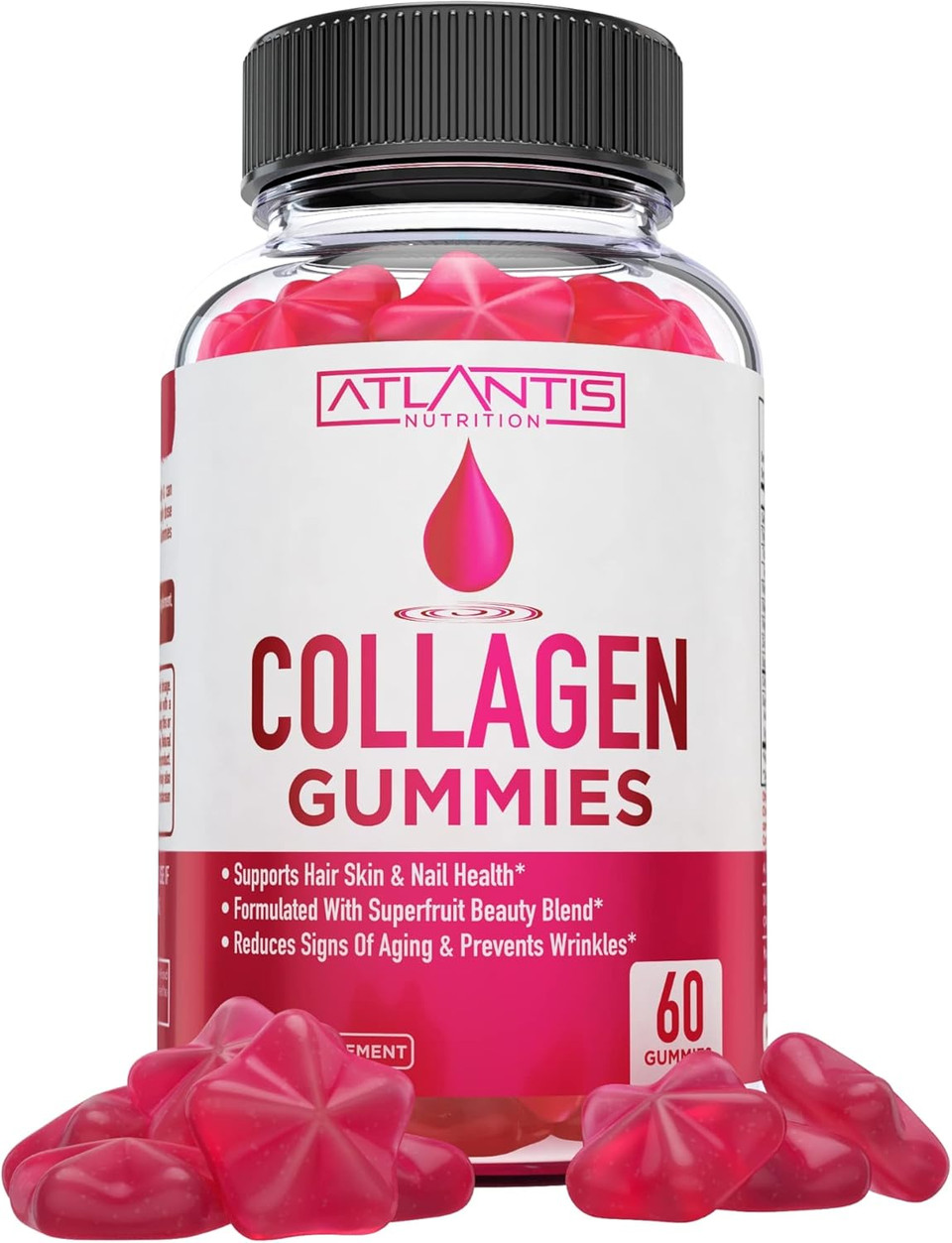 Atlantis Nutrition Collagen Peptides Gummies For Women - Formulated With Type I & Iii - Vitamin & Superfruit Beauty Blend - Formulated To Support Hair, Nail & Skin Health | 60 Count Atlantis Nutrition Collagen Peptides Gummies For Women - Formulated With Type I & Iii - Vitamin & Superfruit Beauty Blend - Formulated To Support Hair, Nail & Skin Health | 60 Count