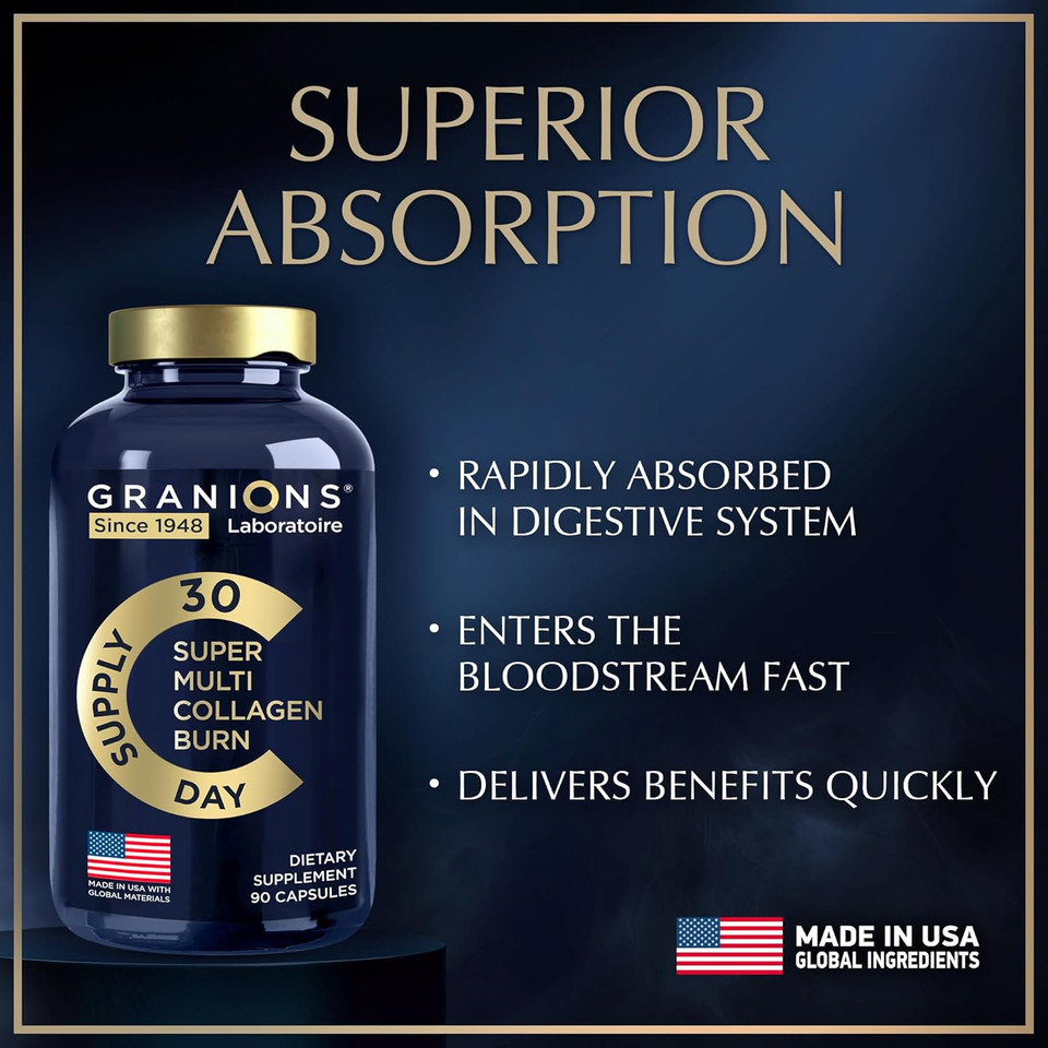 Thermogenic Hydrolyzed Collagen Burn - Hyaluronic Acid, Vitamin C - Cellulite Defense And Dermal Repair Multi Collagen Peptides Capsules For Women And Men - 90 Pills