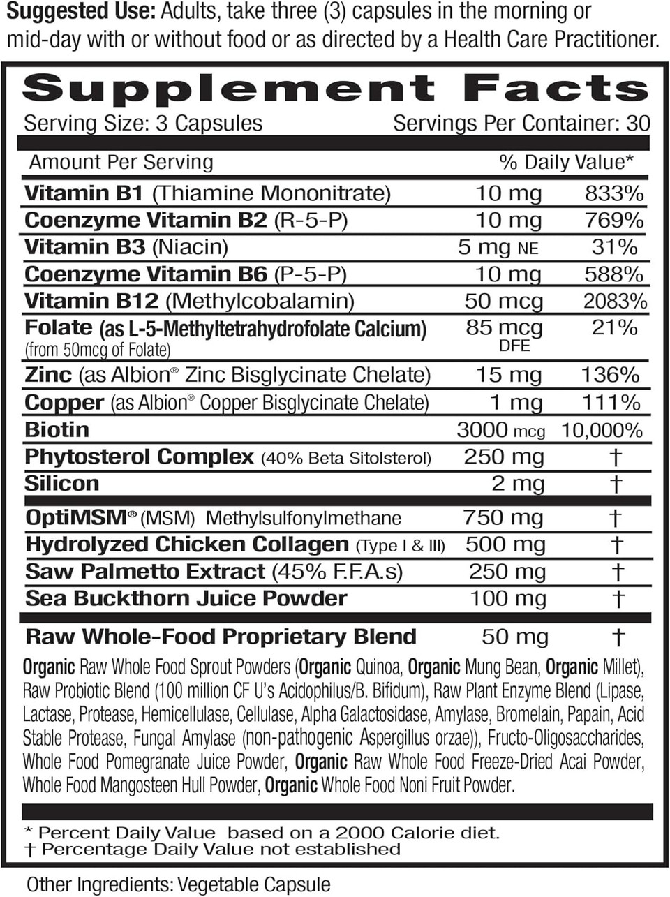 Emerald Labs Collagen Health - Hydrolyzed Collagen For Healthy Hair, Skin & Nails With Saw Palmetto & Beta-Sitosterol - Also Supports Immune & Adrenal Health - 90 Vegetable Capsules (30-Day Supply)