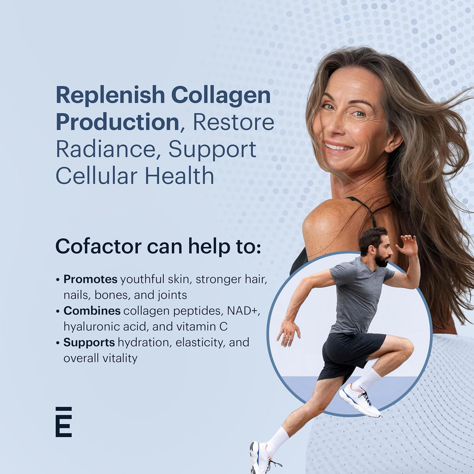 Elysium Cofactor  4-In-1 Collagen Peptides Powder W/Nad+, Hyaluronic Acid & Vitamin C For Skin, Hair, Nails, Joints & Cellular Health, Collagen Supplements For Men & Women  Unflavored, 28 Servings