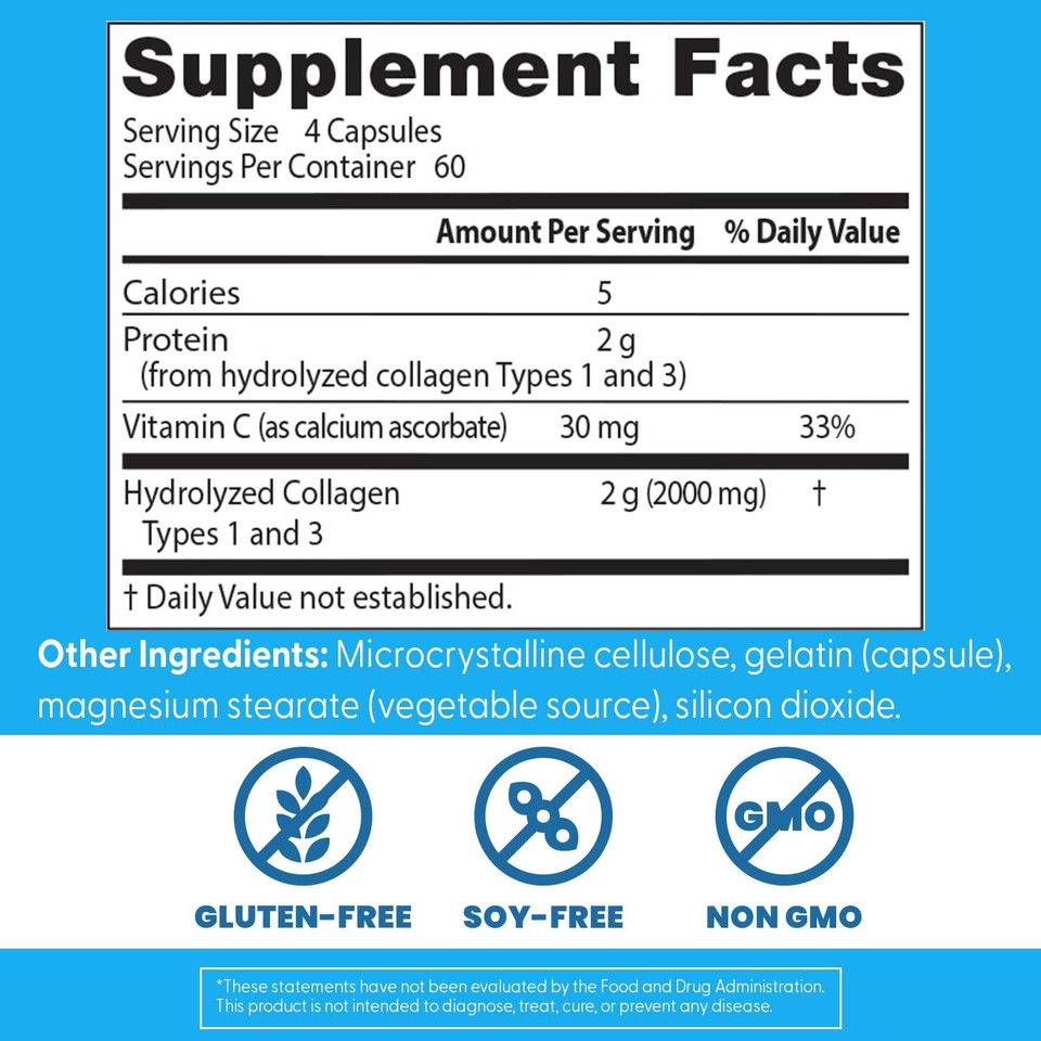 Doctor'S Best Collagen Types 1 & 3 With Vitamin C, Non-Gmo, Gluten Free, Soy Free, Supports Hair, Skin, Nails, Tendons & Bones, 500 Mg, 240 Caps (Drb-00263)