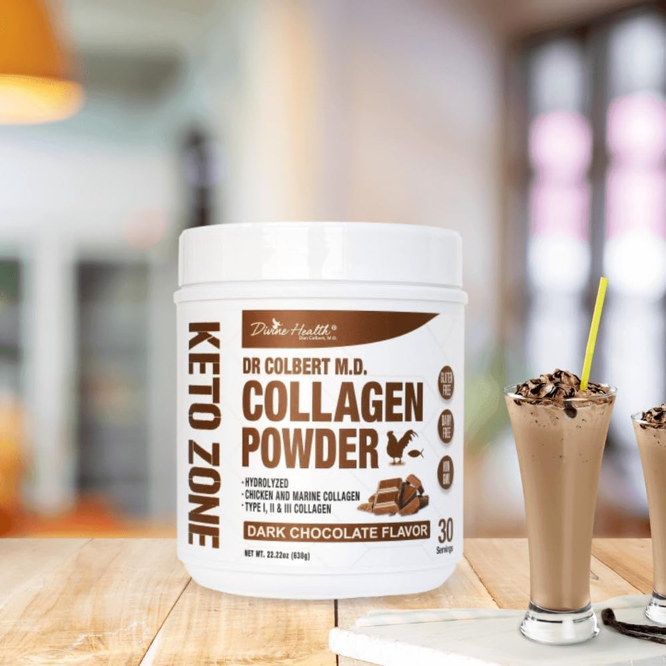Divine Health Dr. Colbert, Md Hydrolyzed Collagen Powder | Chocolate Flavor Type I, Ii, Iii Chicken & Marine Collagen Peptides | Recommended In Keto Zone Diet Book | Hair, Skin And Nails | 630G Divine Health Dr. Colbert, Md Hydrolyzed Collagen Powder | Chocolate Flavor Type I, Ii, Iii Chicken & Marine Collagen Peptides | Recommended In Keto Zone Diet Book | Hair, Skin And Nails | 630G