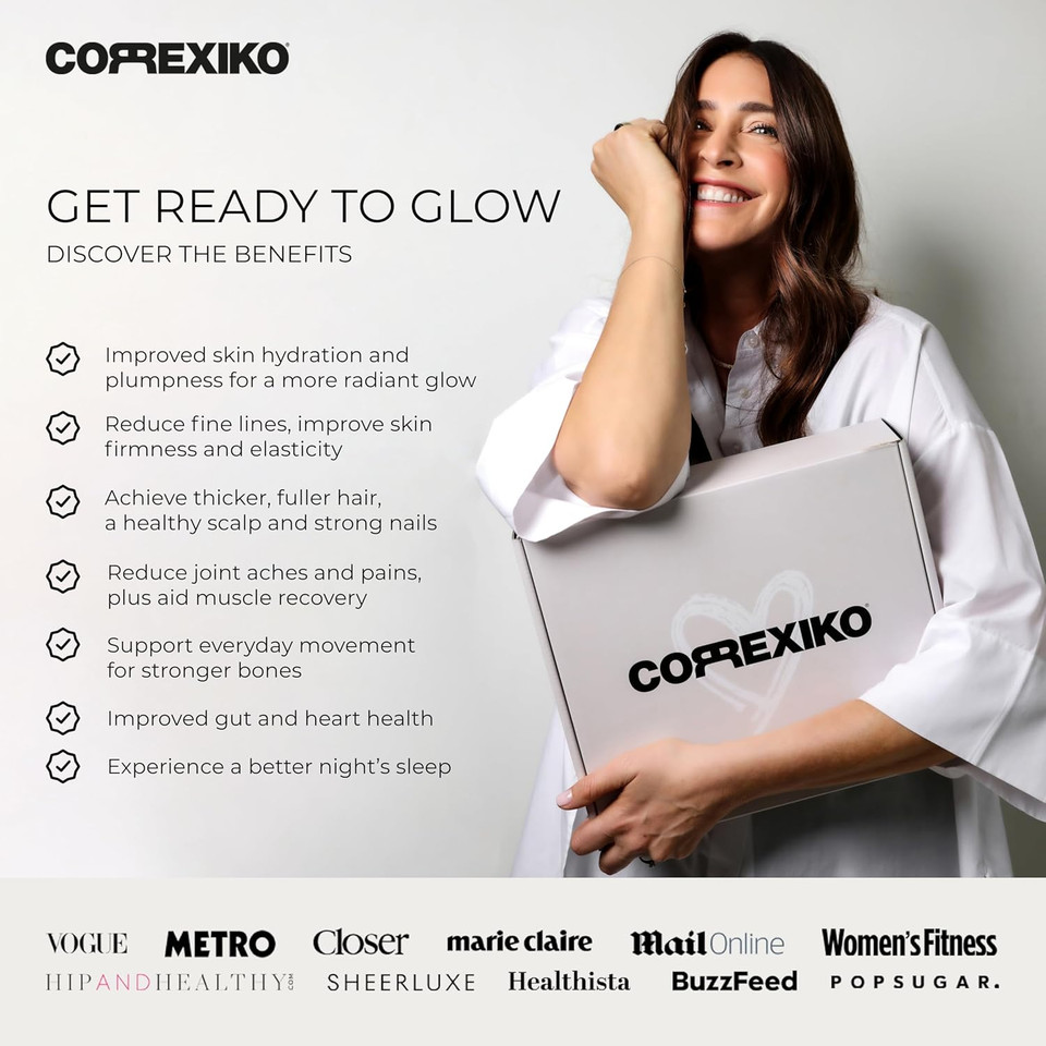 Correxiko Marine Collagen Powder Supplement Unflavored - 10,000Mg Double Hydrolyzed Collagen Peptides Per Serving - Formulated For Maximum Absorption - Hair, Skin & Nails - 5Oz, 14 Servings