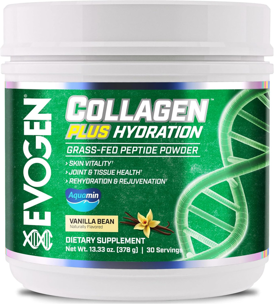 Evogen Collagen Plus Hydration - Grass-Fed Collagen For Women & Men | Collagen Peptides Powder | Collagen Powder Supporting Skin Vitality, Hydration, Joint & Tissue Health | Vanilla Bean | 30 Servings Evogen Collagen Plus Hydration - Grass-Fed Collagen For Women & Men | Collagen Peptides Powder | Collagen Powder Supporting Skin Vitality, Hydration, Joint & Tissue Health | Vanilla Bean | 30 Servings
