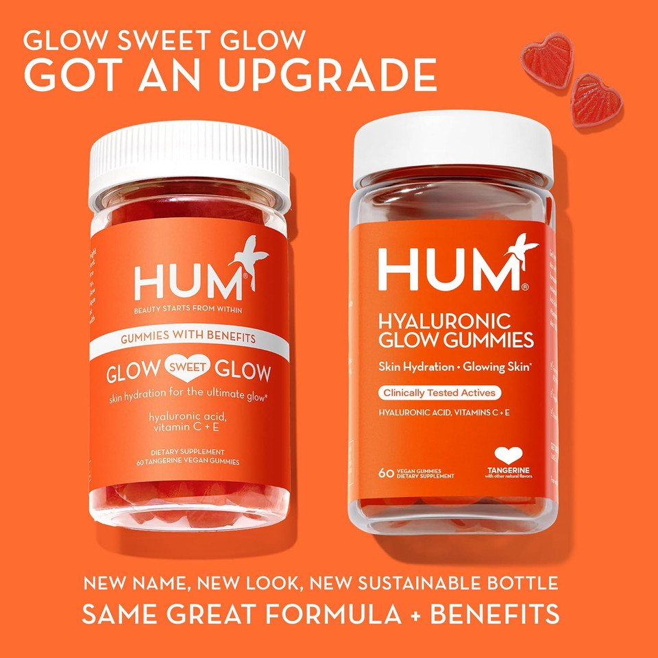 Hum Hyaluronic Glow- Hydrating Skin Supplements For Supporting Collagen Production - Antioxidant-Rich Vitamin C & E For Radiant Glowing Skin - (60-Count)