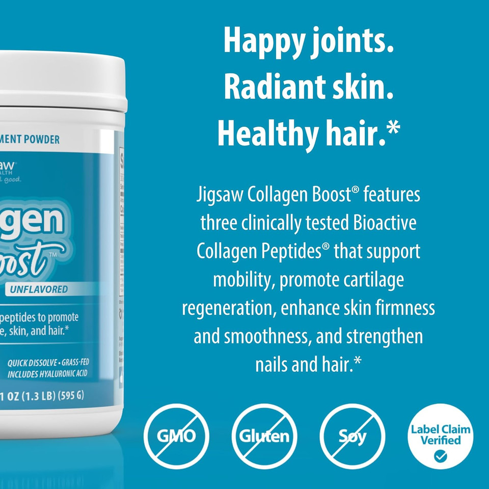 Jigsaw Health Collagen Boost | Promotes Healthy Joints, Cartilage, Skin, And Hair | 30 Servings