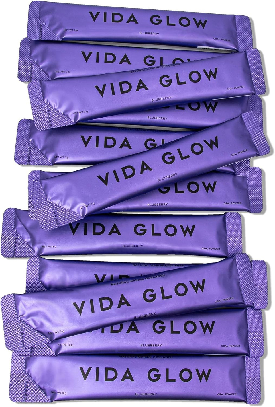 Vida Glow Marine Collagen Powder - Anti Aging Supplement With Collagen Peptides, Promotes Glowing Skin, Strong Nails, Healthy Hair | 30 Servings, Original Flavor (One Size, Blueberry)