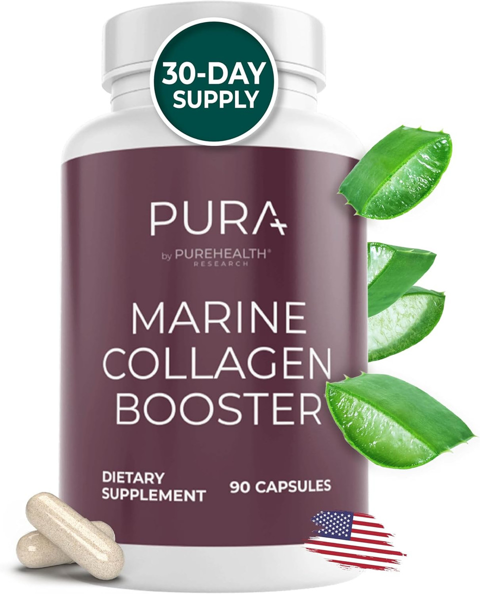 Marine Collagen And Hyaluronic Acid Supplements, Aloe Vera Leaf Gel And Vitamin E Collagen Peptides PillsCollagen Supplements With Hyaluronic Acid For Hair Skin Nails-90 Collagen Caps