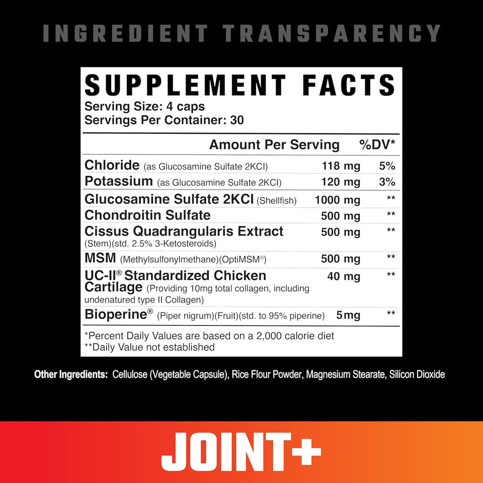 Axe & Sledge Joint+ | Joint Health Support Supplement With Uc-Ii Collagen, Glucosamine, Msm, Bioperine | 1G Glucosamine, 500Mg Optimsm, 40Mg Uc-Ii Collagen | 30 Servings
