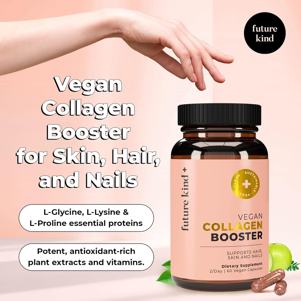 Future Kind Vegan Collagen - Supports Collagen Production With Biotin And Vitamin C (60 Capsules In Glass Bottle)
