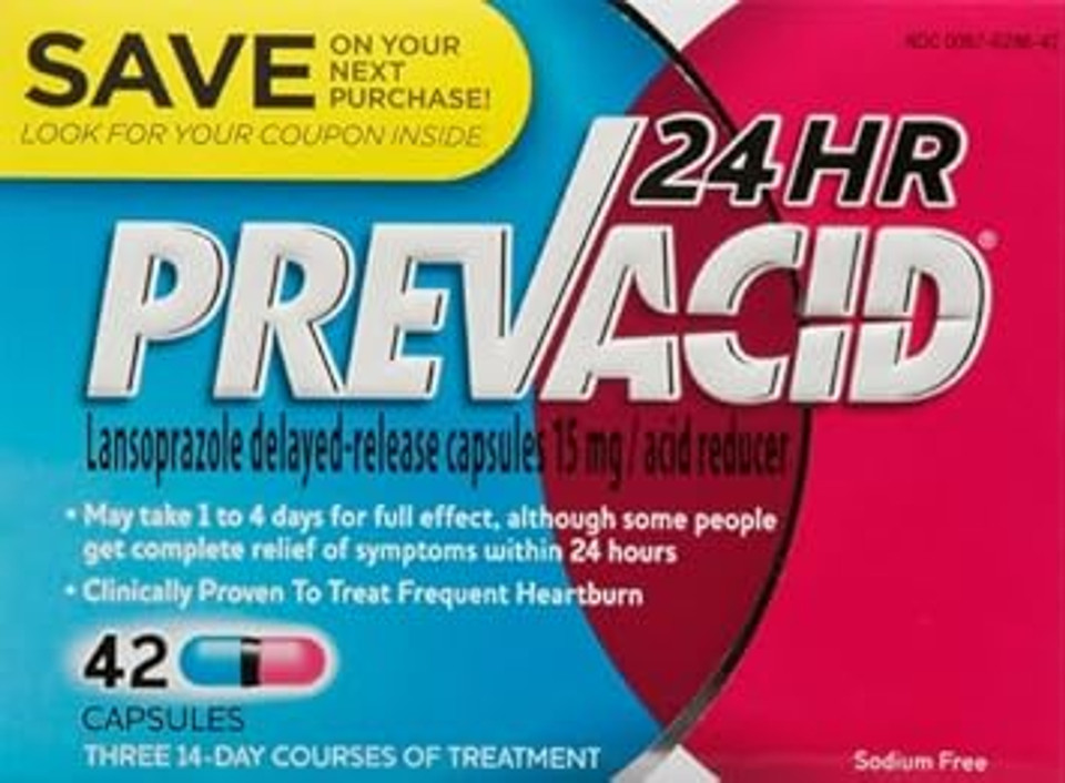 Prevacid 24Hr Lansoprazole Delayed-Release Capsules, 15 Mg/Acid Reducer, Proton Pump Inhibitor (Ppi) For Heartburn Relief, 42 Count