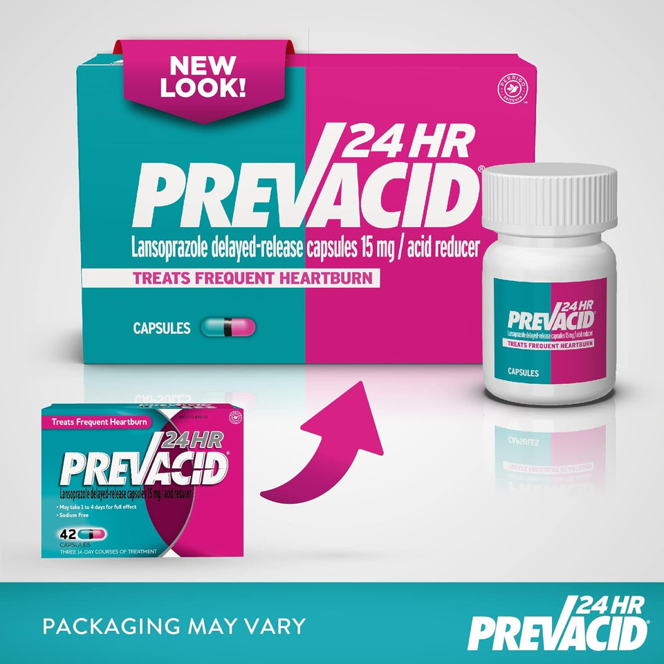 Prevacid 24Hr Lansoprazole Delayed-Release Capsules, 15 Mg/Acid Reducer, Proton Pump Inhibitor (Ppi) For Heartburn Relief, 42 Count