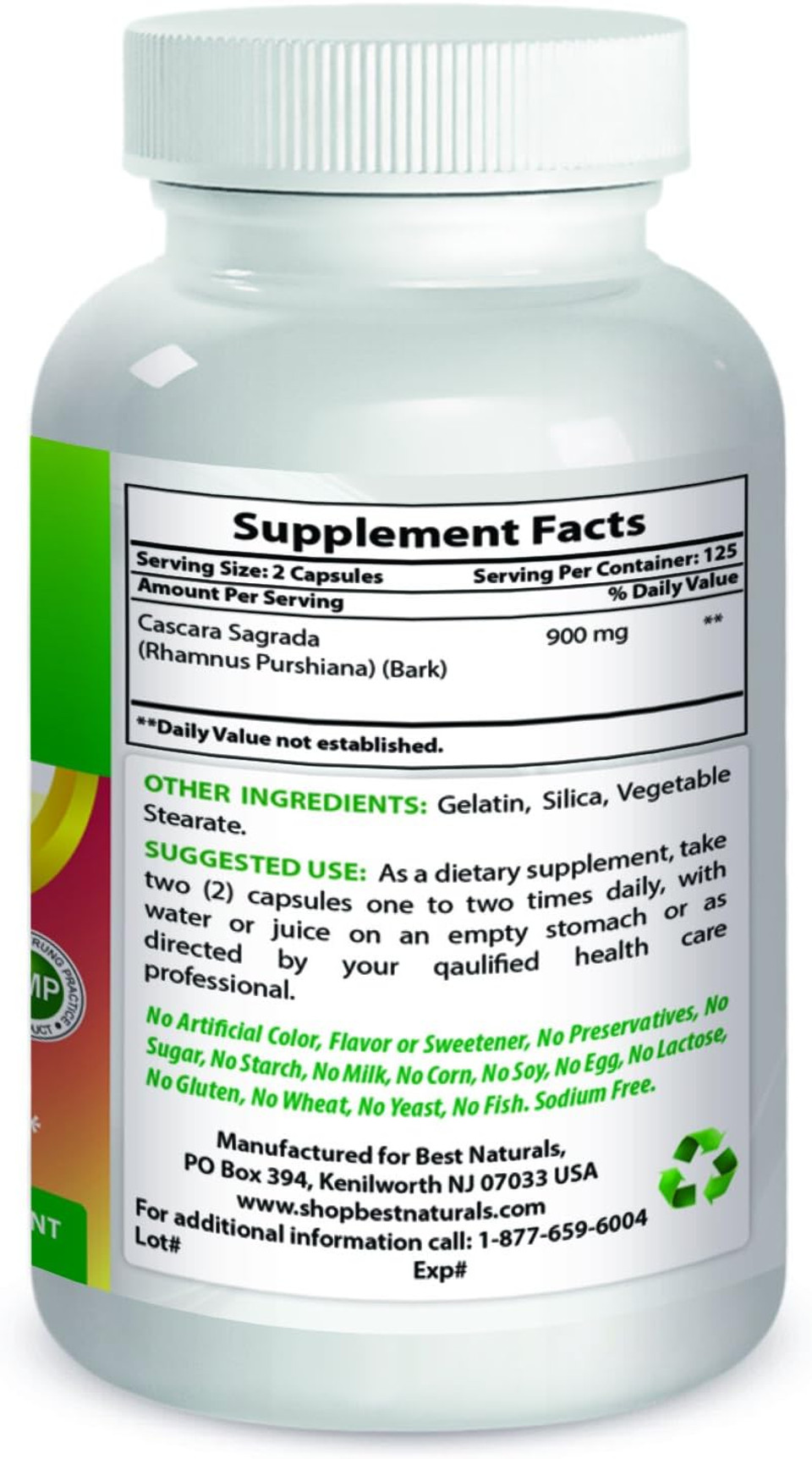 Best Naturals Cascara Sagrada 450 Mg 250 Capsules