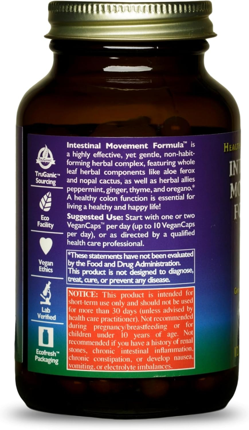 Healthforce Superfoods Intestinal Movement Formula - Natural Laxative Supports Bowel Regularity - All-Natural Digestion Supplement To Support Constipation - Gluten-Free & Vegan - 360 Caps