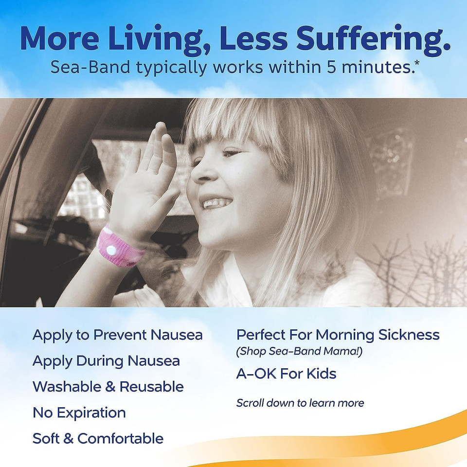 Sea-Band Anti-Nausea Acupressure Wristband For Motion Sickness, Child Size, 2 Pairs