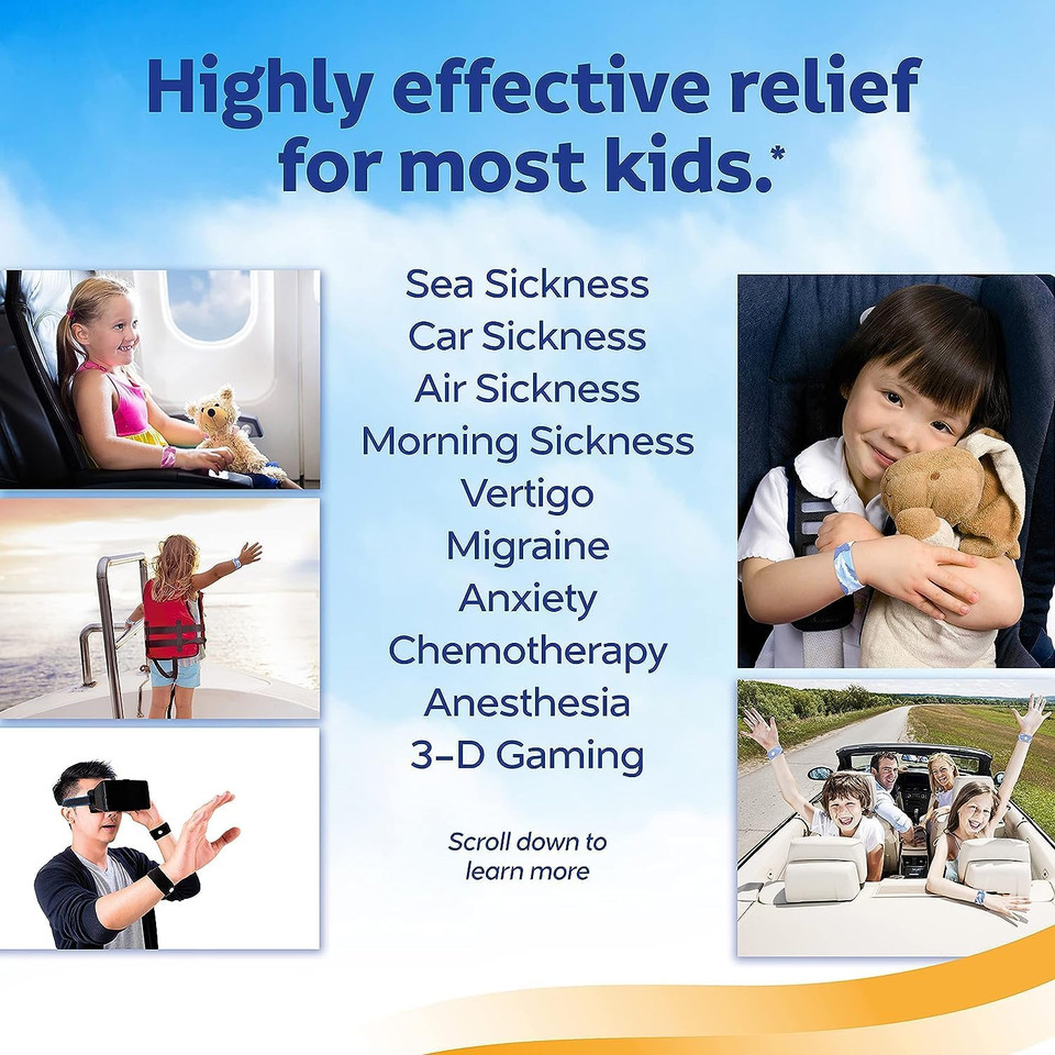 Sea-Band Anti-Nausea Acupressure Wristband For Motion Sickness, Child Size, 2 Pairs
