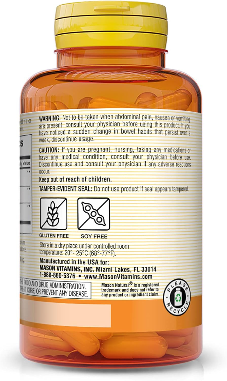 Mason Natural Prune Senna Concentrate - Natural Vegetable Laxative, Promotes Regularity And Bowel Function, Improves Digestive Health, 100 Capsules