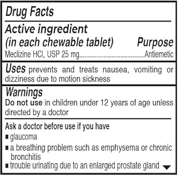 Rising Health Motion Relief And Nausea - Meclizine Hcl 25Mg - Antiemetic, Motion Relief Chewable Tablets (1000)