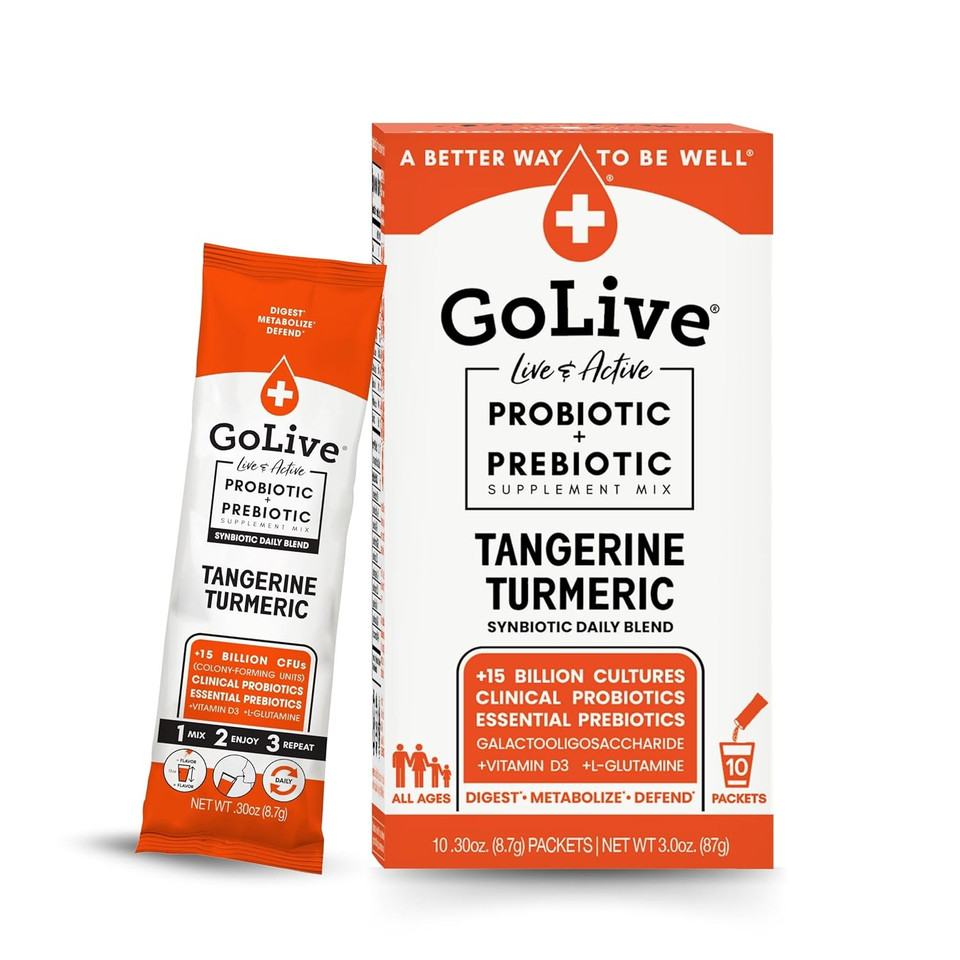 Golive Prebiotic And Probiotic For Women, Men, Kids. Tangerine Turmeric Synbiotic Powder W/ L-Glutamine, Vitamin D3, Electrolytes. For Gut Health, Digestion, Metabolism, Immunity 15-50B Cfus Golive Prebiotic And Probiotic For Women, Men, Kids. Tangerine Turmeric Synbiotic Powder W/ L-Glutamine, Vitamin D3, Electrolytes. For Gut Health, Digestion, Metabolism, Immunity 15-50B Cfus