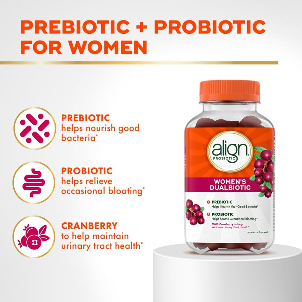 Align Probiotic, WomenS Dualbiotic Gummies, Cranberry Flavor, 90Ct