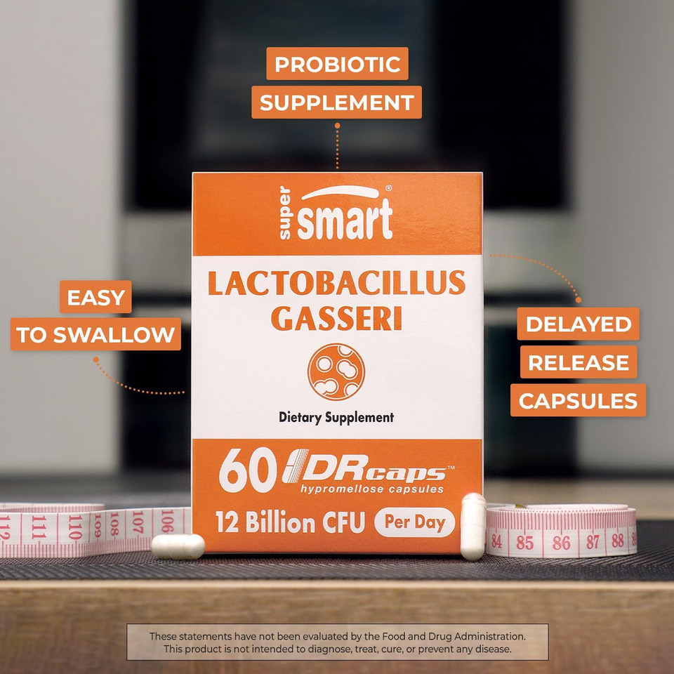 Supersmart - Lactobacillus Gasseri 12 Billion Cfu Per Day - Probiotic Supplement | Non-Gmo & Gluten Free - 60 Dr Capsules (Delayed Release)