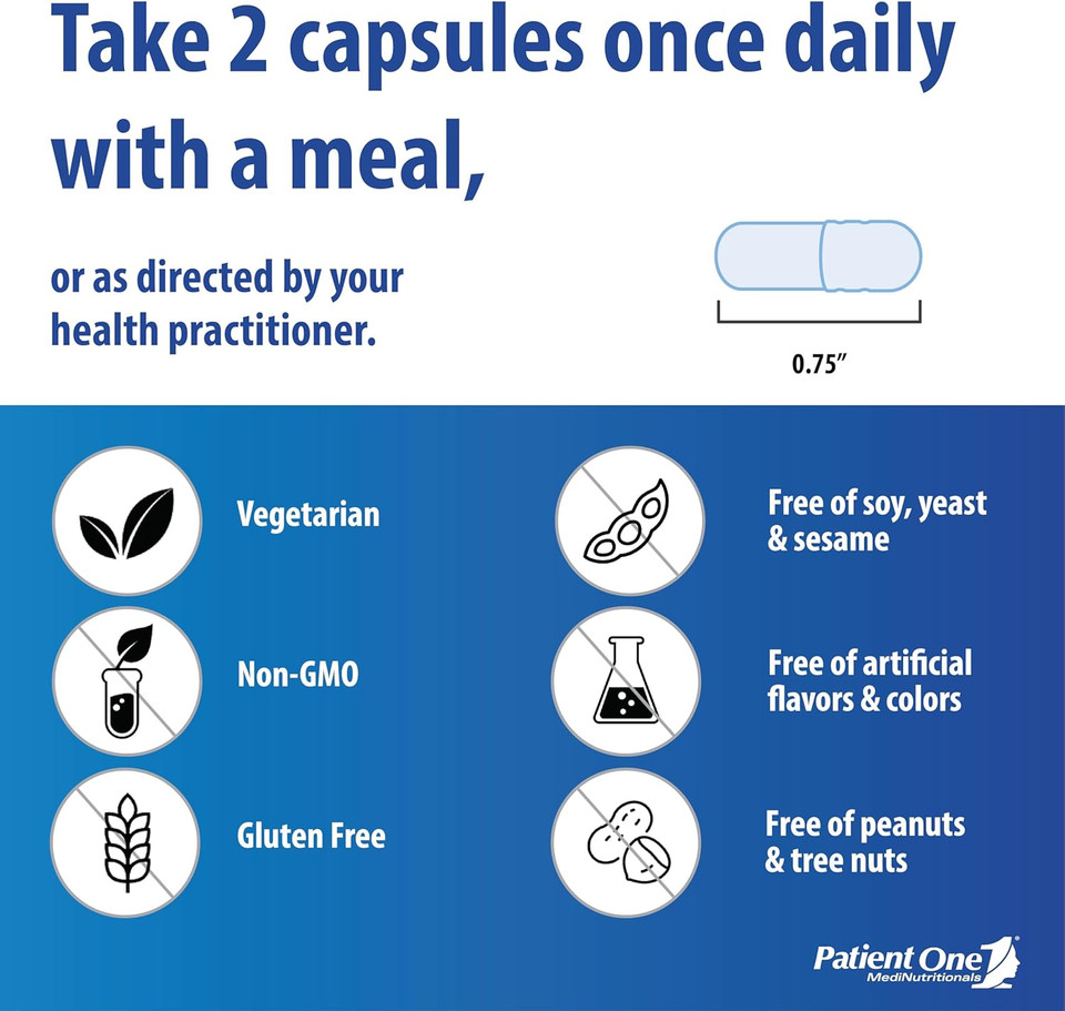 Patient One Flora Maintenance | Probiotic Supplement To Aid Balanced Intestinal Flora* | 25 Billion Cfu, 10 Probiotic Strains, Prebiotic | 60 Capsules