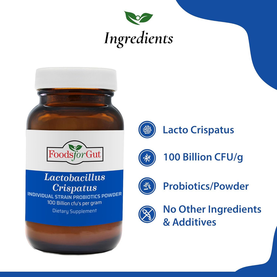 Lactobacillus Crispatus Probiotic Powder 100 Billion Cfu'S | No Additives | Digestive & Immune Support | High Potency | L. Crispatus | (60 Gram)