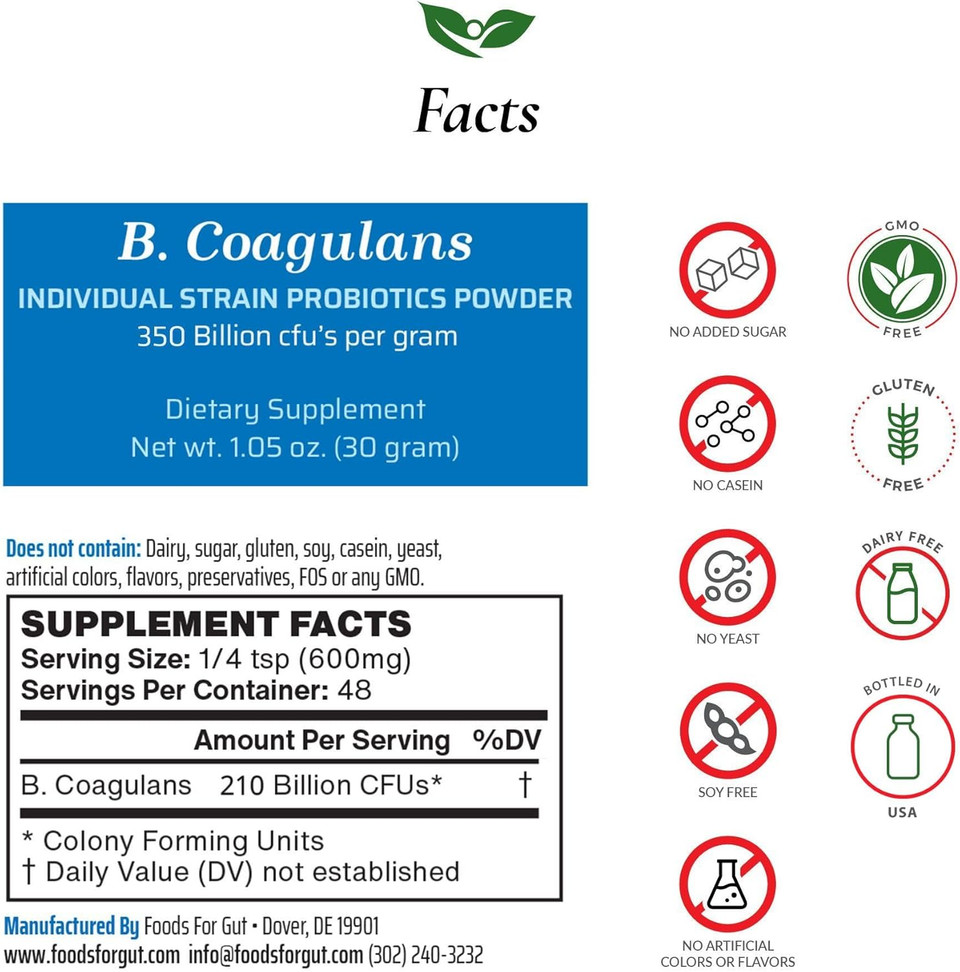 Bacillus Coagulans Probiotic Powder 350 Billion Cfu'S | No Additives | Digestive & Immune Support | High Potency | B. Coagulans | 100 Gram (3.52 Oz)